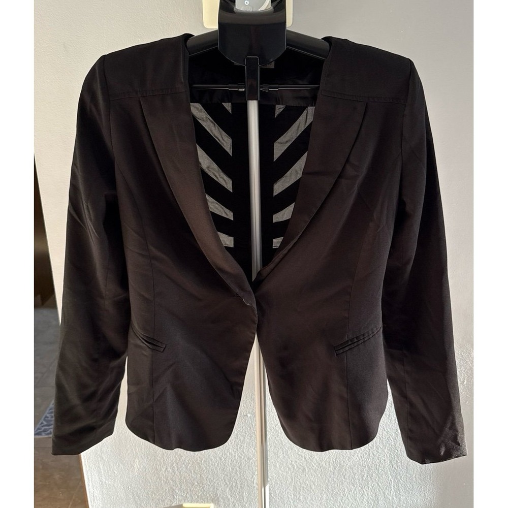 Love Tree Women's Black Single Button Distinctive Strip Blazer Size Medium